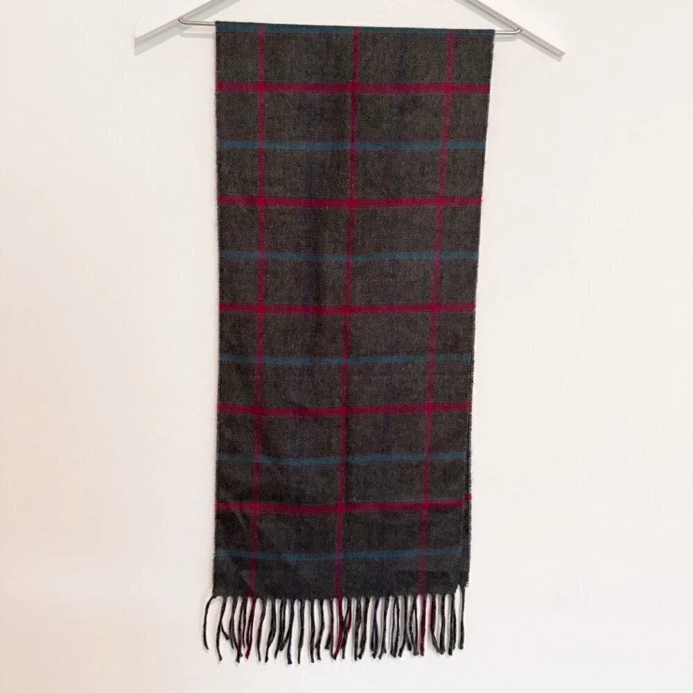 Christian Dior Monsieur Vintage Cashmaire Plaid Fringe Scarf Designer Luxury